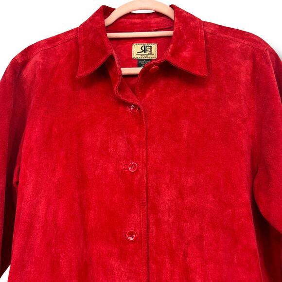 RAFAELLA SPORT Rich Red Suede 'Shacket' Women's M Retro Western Barn Chore - Picture 2 of 7